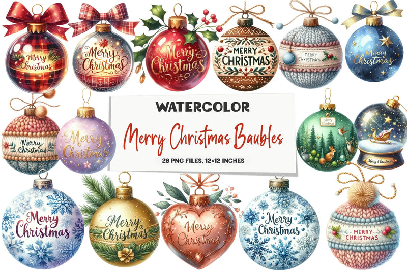 Merry Christmas Baubles Clipart Bundle - CraftNest - Digital Crafting and Art