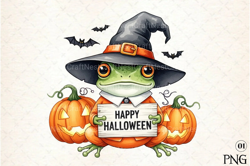 Happy Halloween Frog Clipart Bundle - CraftNest - Digital Crafting and Art