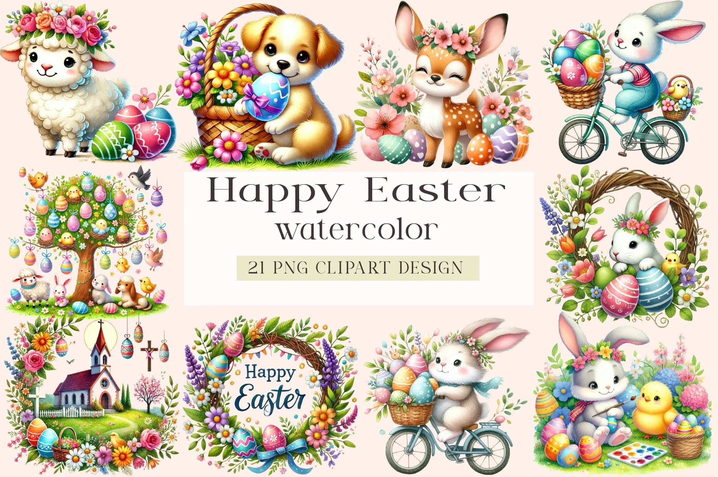 Happy Easter Clipart Bundle - CraftNest - Digital Crafting and Art