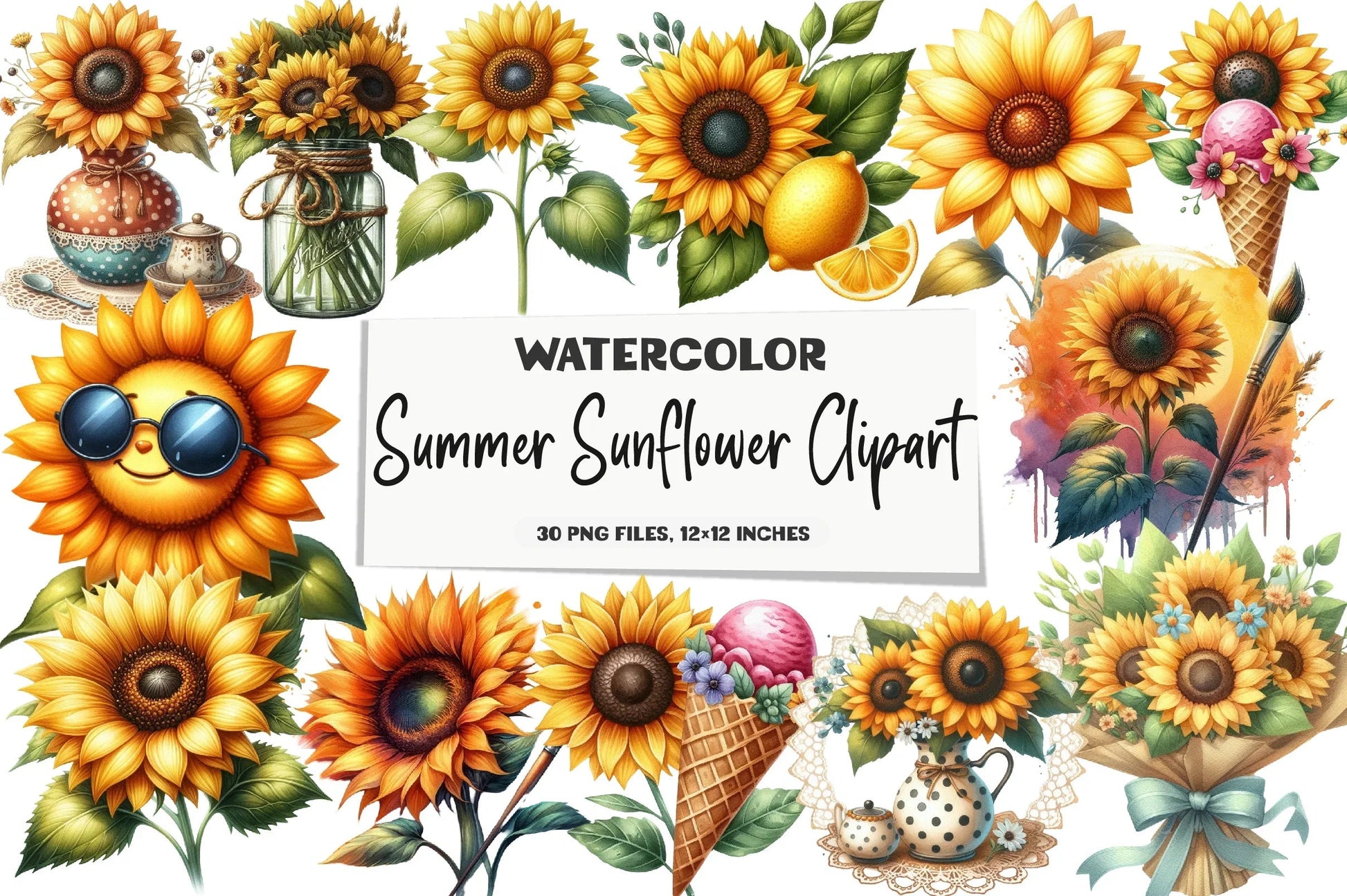 Summer Sunflower Clipart Bundle - CraftNest - Digital Crafting and Art