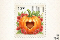 Pumpkin Postage Stamp Clipart Bundle 55 - CraftNest - Digital Crafting and Art
