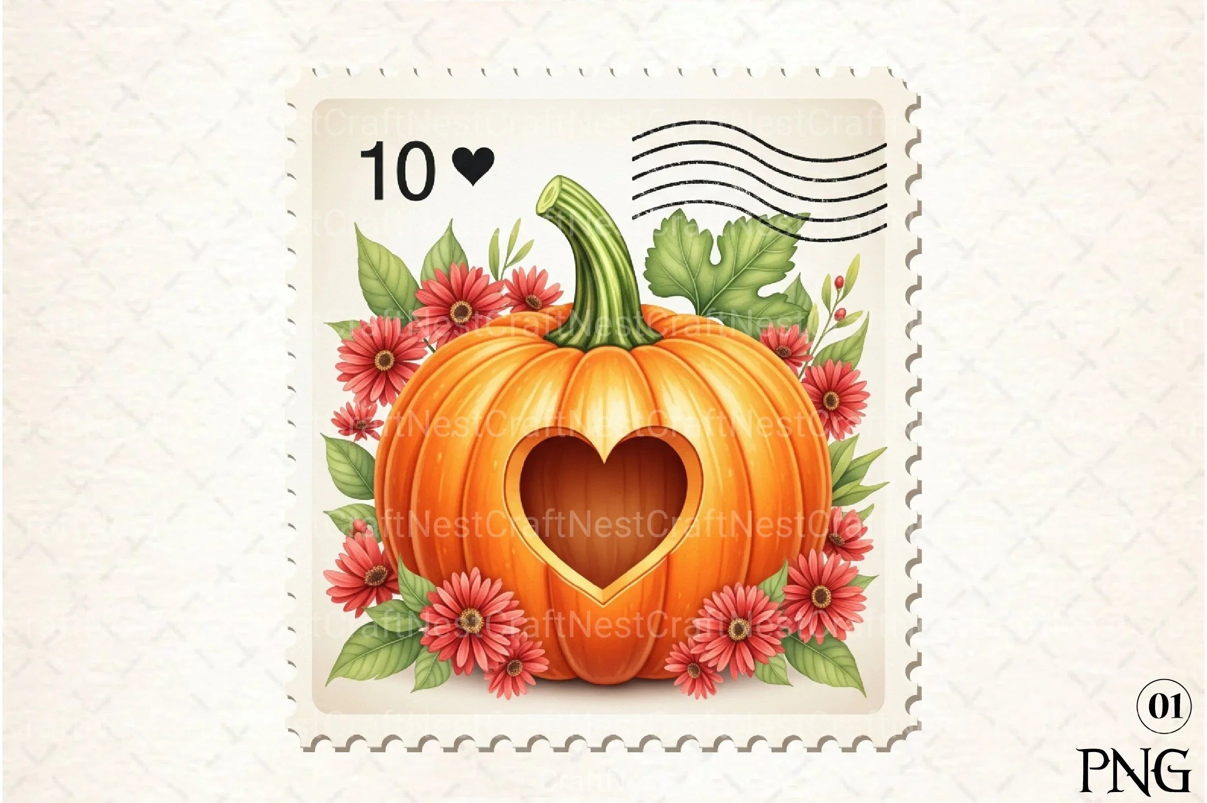 Pumpkin Postage Stamp Clipart Bundle 55 - CraftNest - Digital Crafting and Art