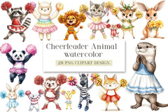 Cheerleader Animal Clipart Bundle - CraftNest - Digital Crafting and Art