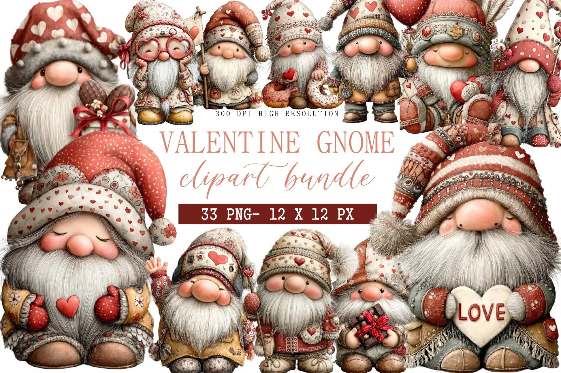 Valentine Gnomes Clipart Bundle - CraftNest - Digital Crafting and Art
