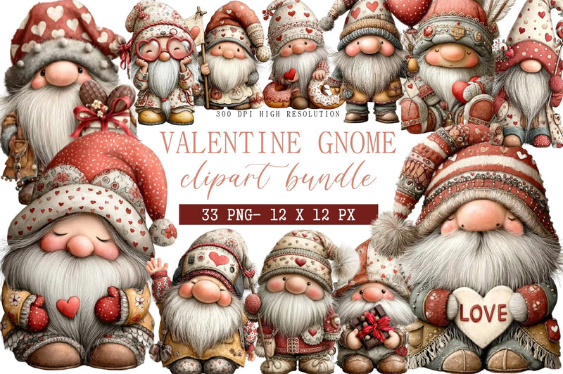 Valentine Gnomes Clipart Bundle - CraftNest - Digital Crafting and Art