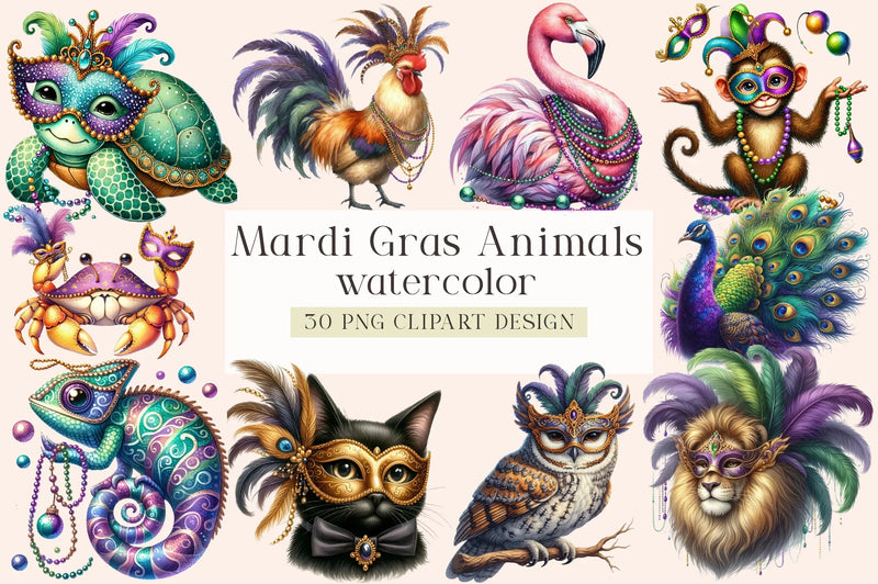 Mardi Gras Animal Clipart Bundle - CraftNest - Digital Crafting and Art