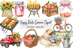 Happy Rustic Summer Clipart Bundle - CraftNest - Digital Crafting and Art