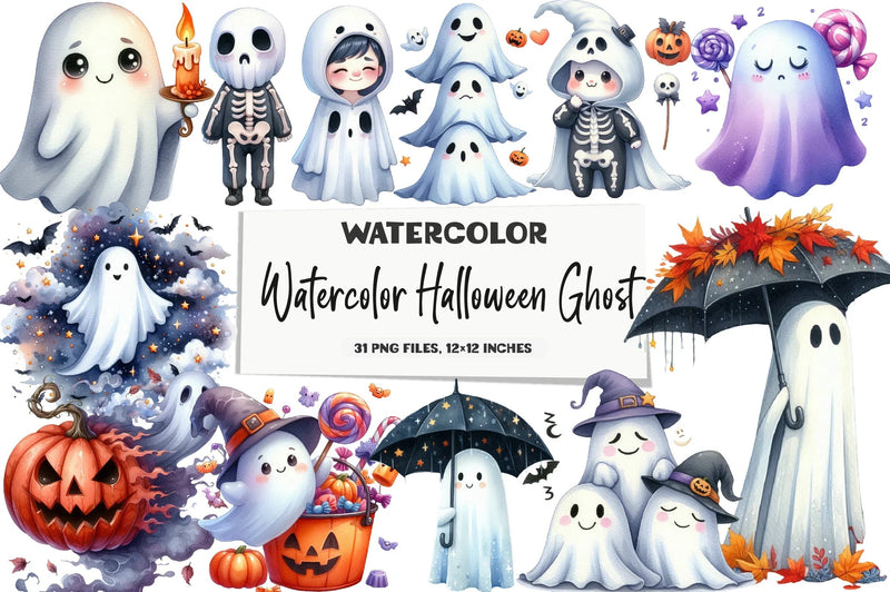 Halloween Ghost Clipart Bundle - CraftNest - Digital Crafting and Art