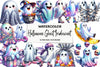 Funny Iridescent Halloween Ghost Clipart Bundle
