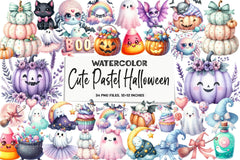 Cute Pastel Halloween Clipart Bundle - CraftNest - Digital Crafting and Art
