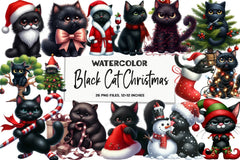 Christmas Black Cat Funny Clipart Bundle - CraftNest - Digital Crafting and Art