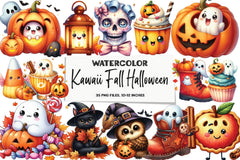 Kawaii Fall Halloween Clipart Bundle - CraftNest - Digital Crafting and Art