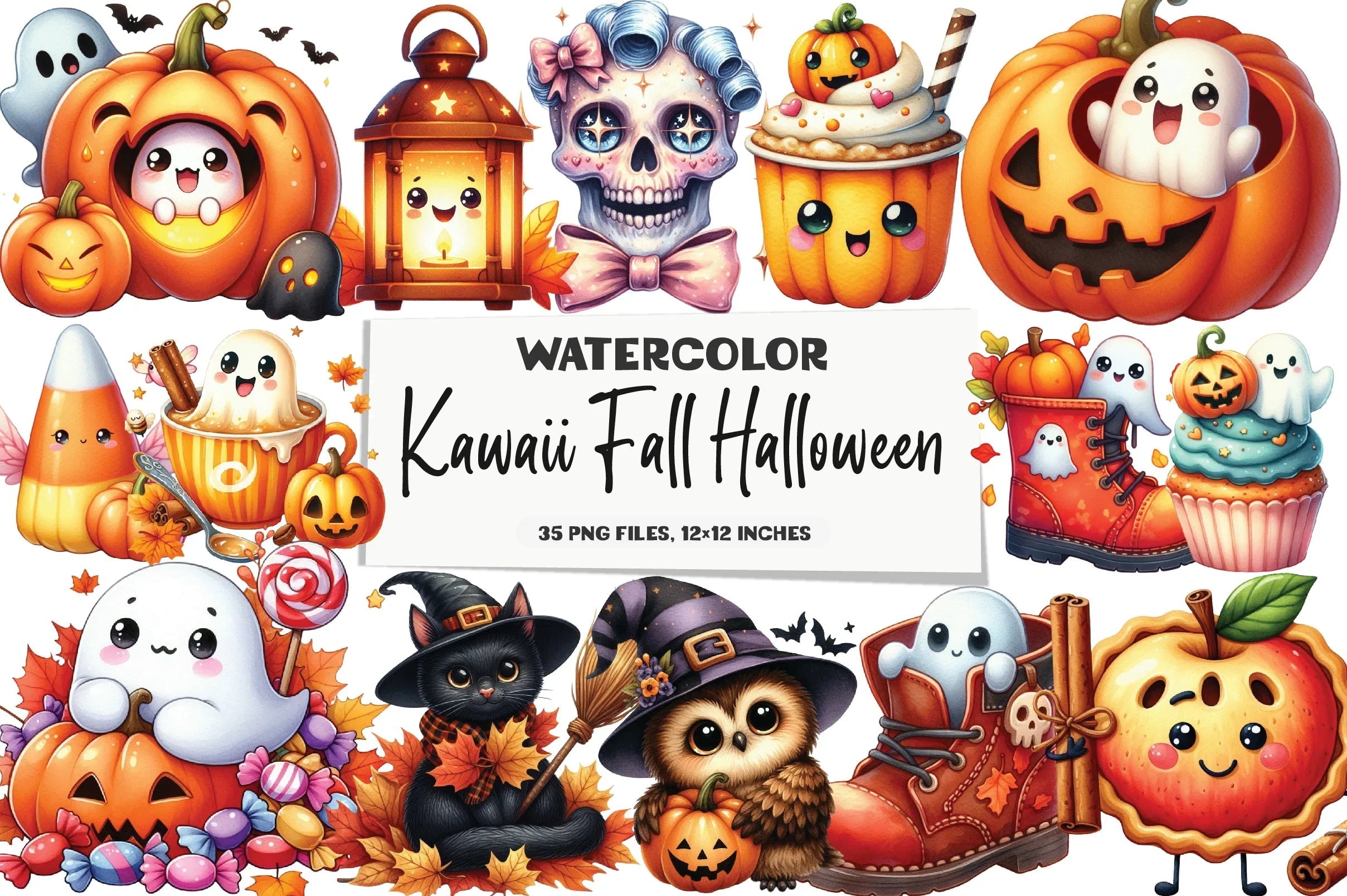 Kawaii Fall Halloween Clipart Bundle - CraftNest - Digital Crafting and Art