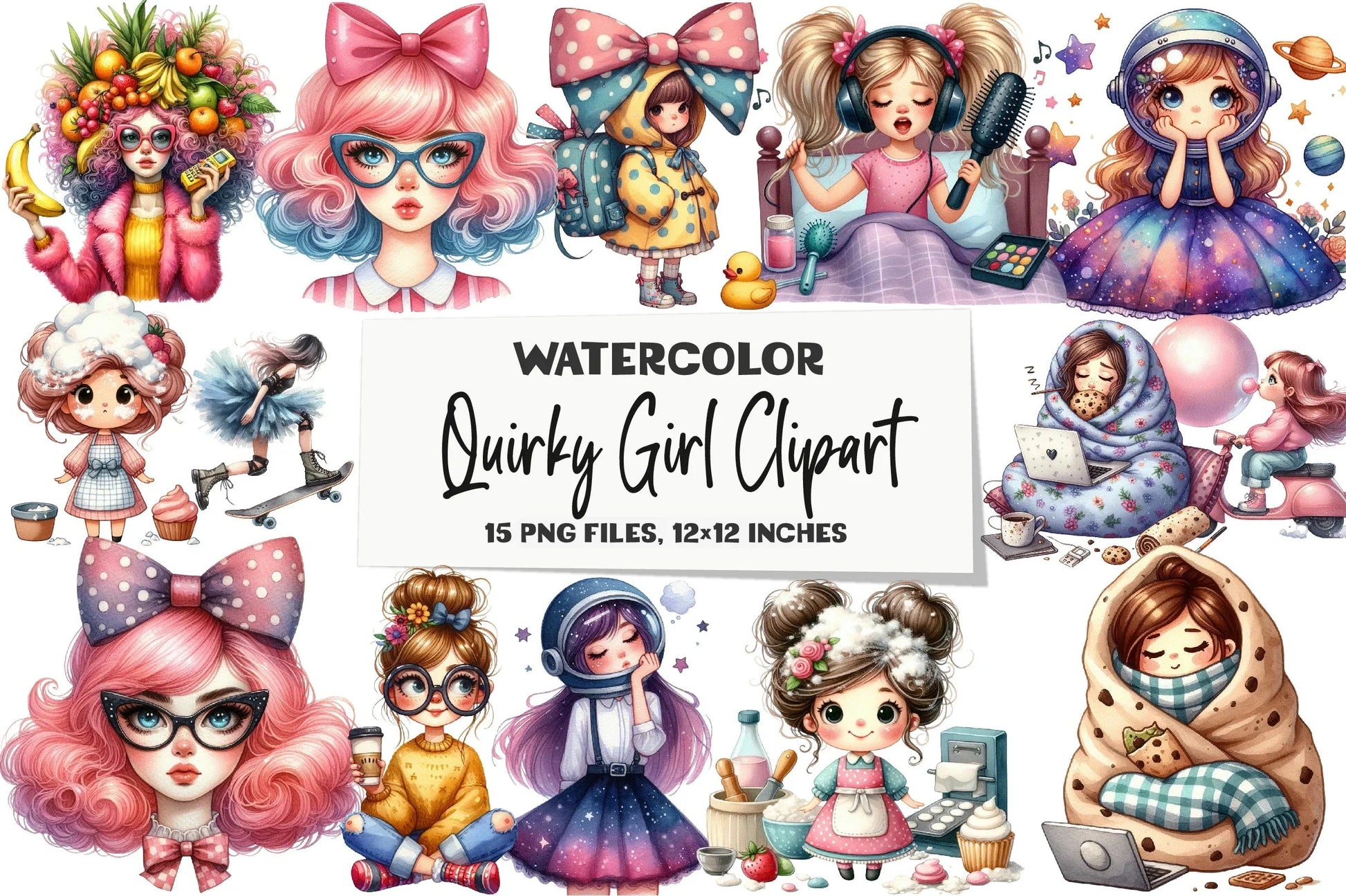 Quirky Girl Clipart Bundle - CraftNest - Digital Crafting and Art