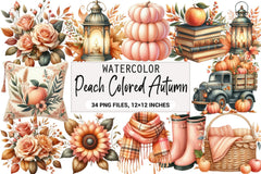 Peach Autumn Clipart Bundle - CraftNest - Digital Crafting and Art