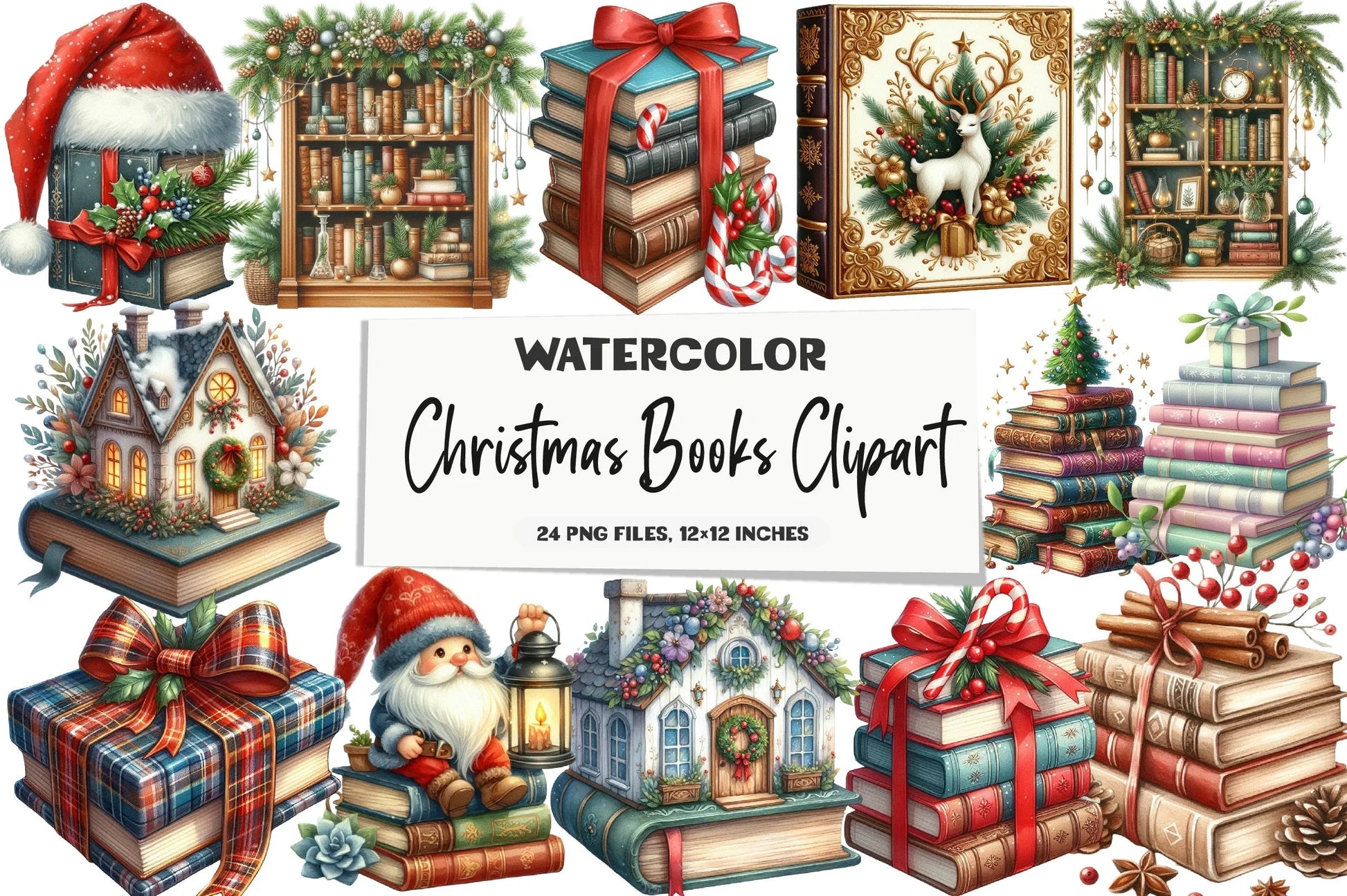 Christmas Books Clipart Bundle - CraftNest - Digital Crafting and Art