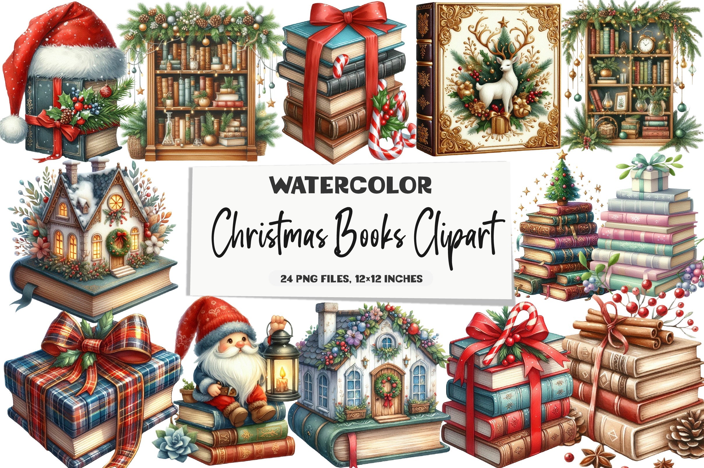 Christmas Books Clipart Bundle