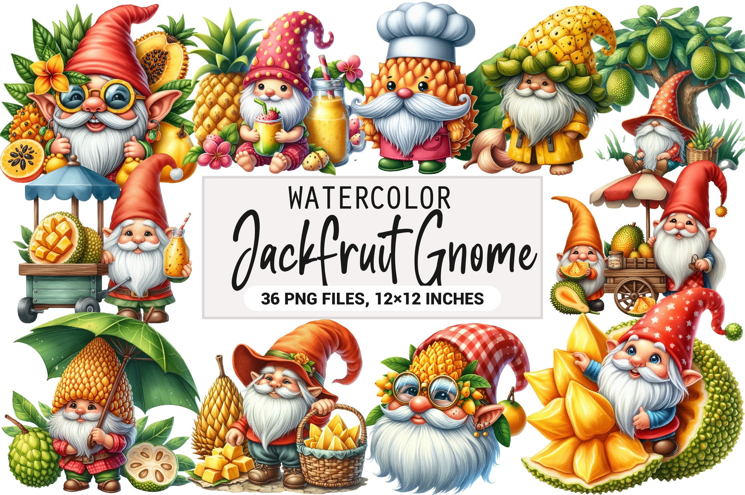 Gnome Jackfruit Clipart Bundle