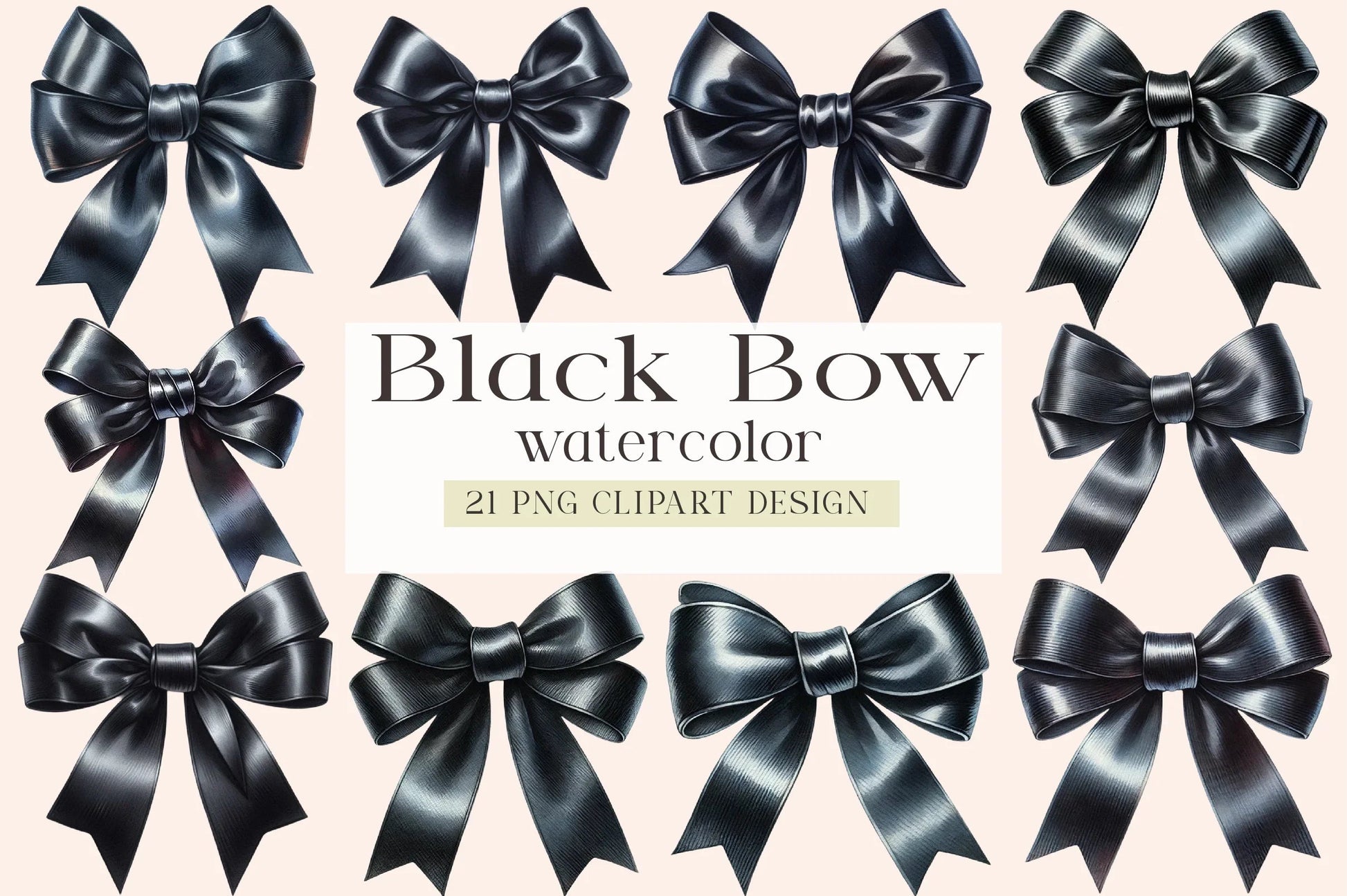 Black Bow Clipart Bundle - CraftNest - Digital Crafting and Art