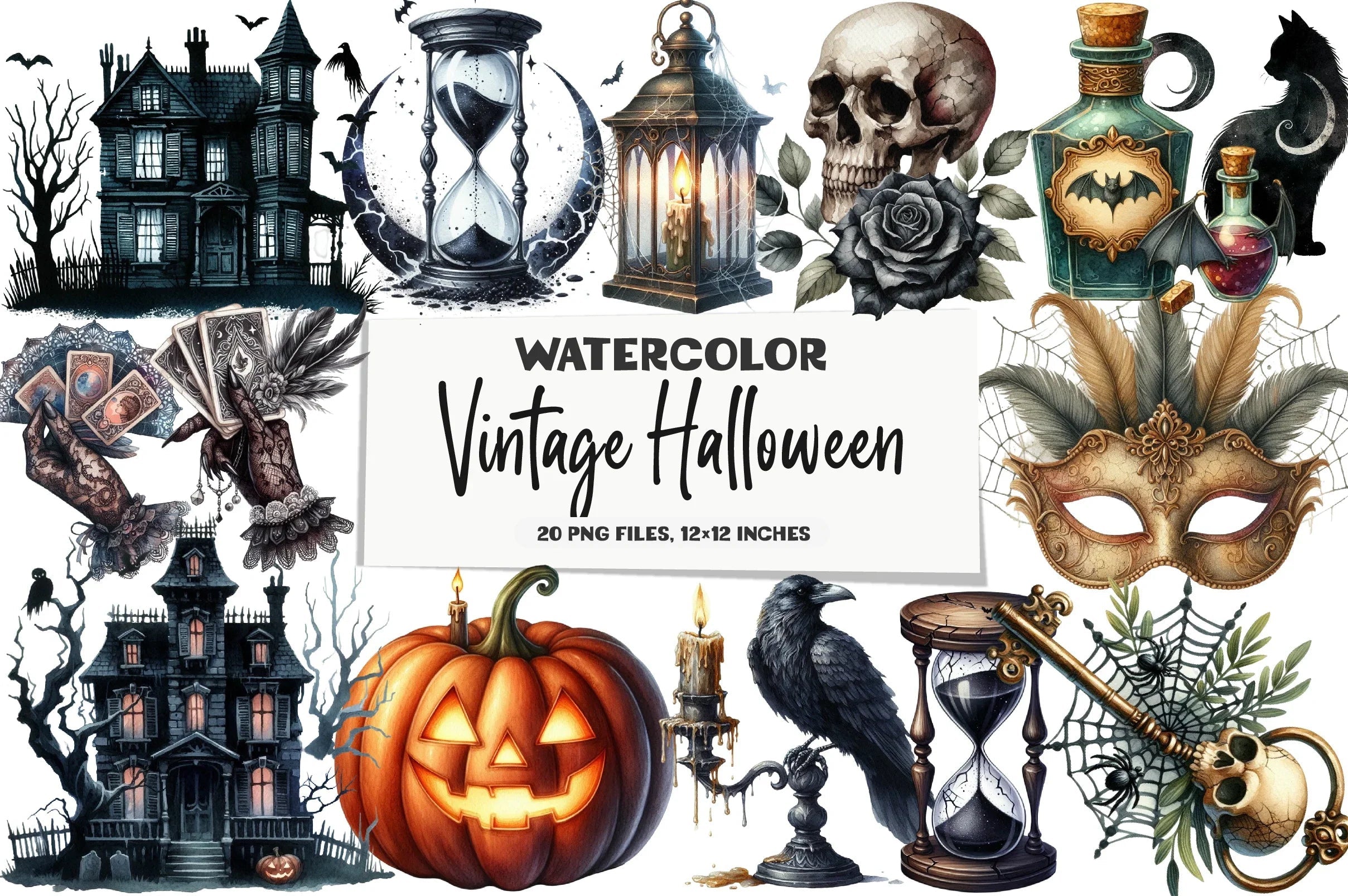 Vintage Halloween Clipart Bundle - CraftNest - Digital Crafting and Art