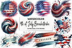 4th of July Brushstroke Clipart Bundle - CraftNest - Digital Crafting and Art