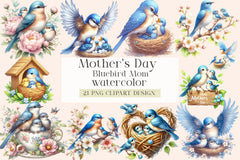 Mother's Day Bluebird Mom Clipart Bundle - CraftNest - Digital Crafting and Art