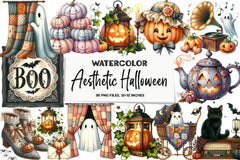 Cute Vintage Aesthetic Halloween Clipart Bundle - CraftNest - Digital Crafting and Art