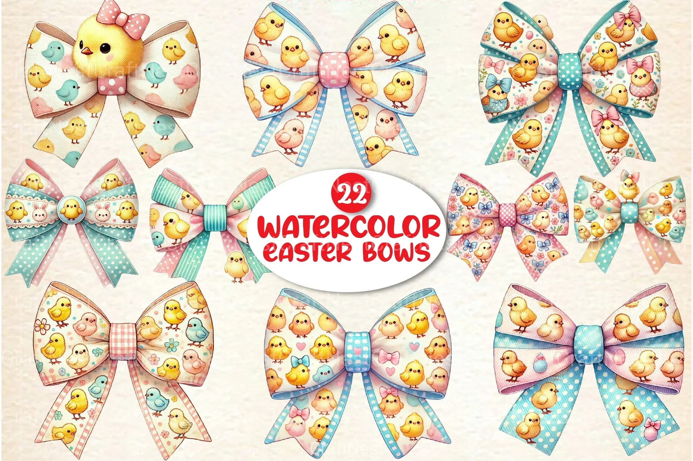 Easter Bows Clipart Bundle - CraftNest - Digital Crafting and Art