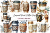 Leopard Print Coffee Cup Clipart Bundle