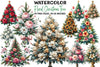 Floral Christmas Tree Clipart Bundle