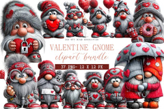 Valentine Gnome Clipart Design Bundle - CraftNest - Digital Crafting and Art