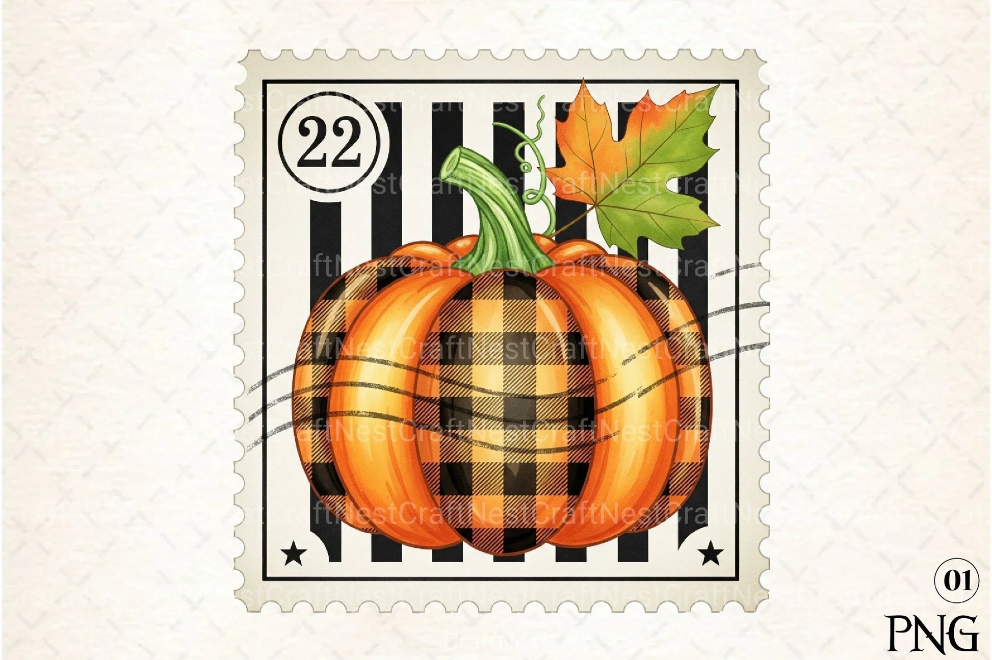 Pumpkin Postage Stamp Clipart Bundle 7 - CraftNest - Digital Crafting and Art
