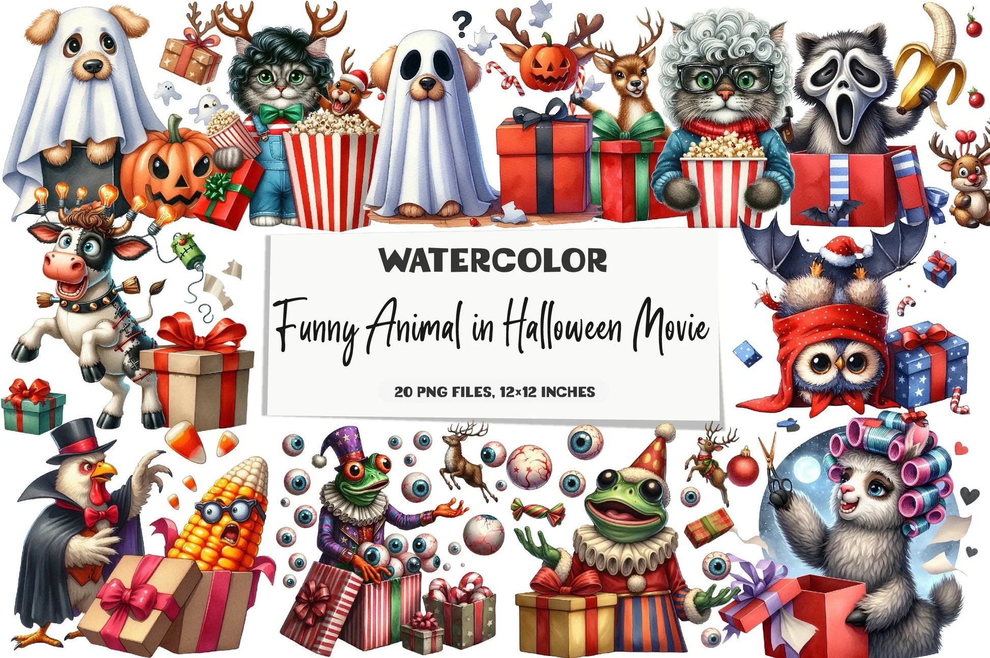 Funny Halloween Animal Movie Clipart Bundle - CraftNest - Digital Crafting and Art
