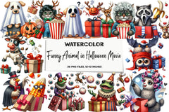 Funny Halloween Animal Movie Clipart Bundle - CraftNest - Digital Crafting and Art