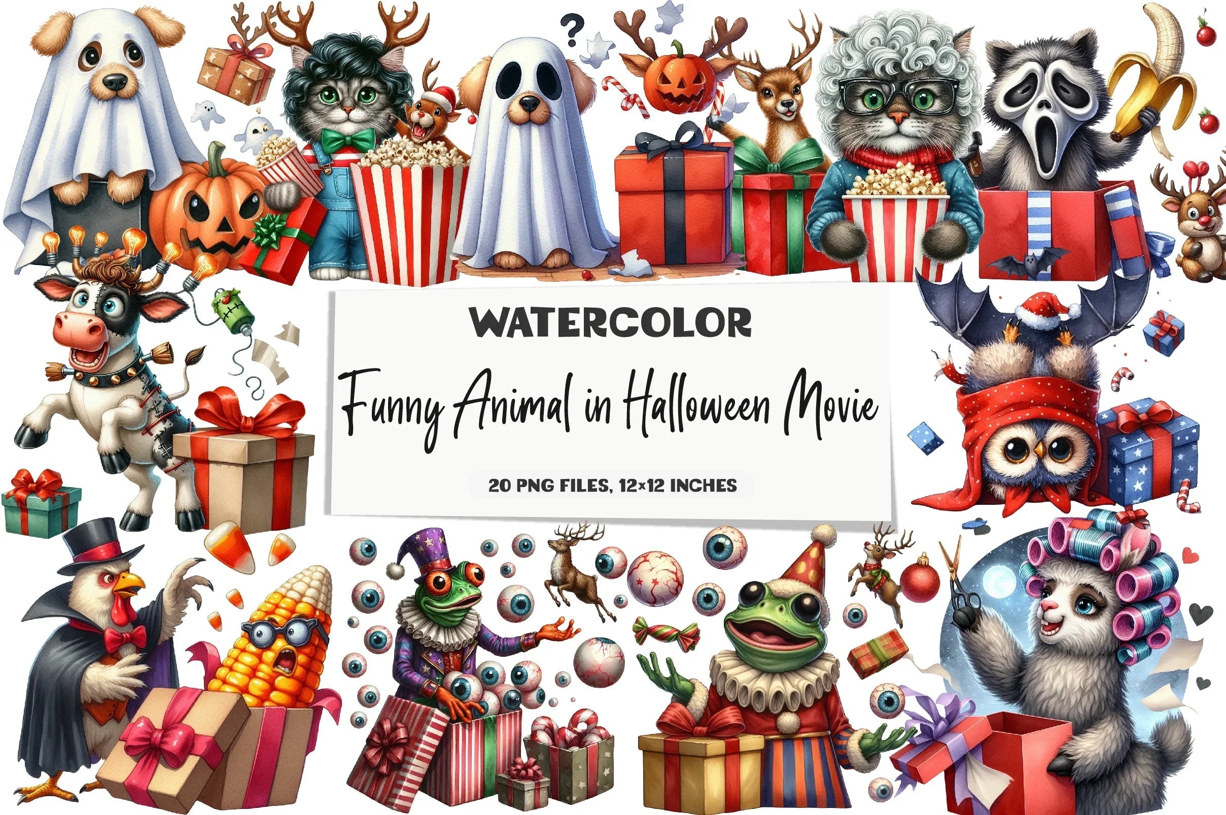 Funny Halloween Animal Movie Clipart Bundle - CraftNest - Digital Crafting and Art