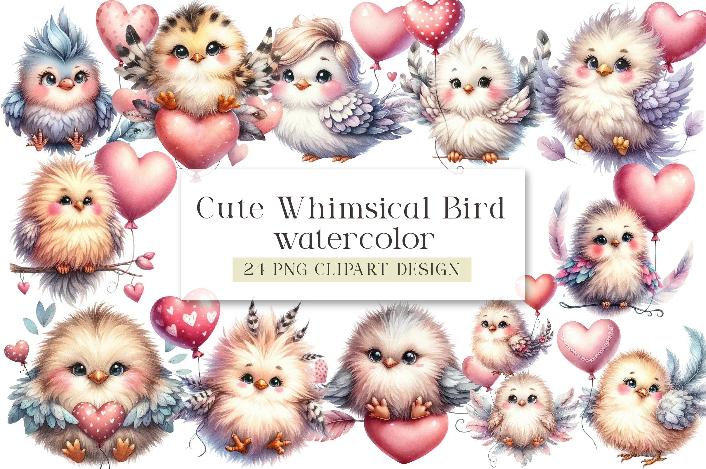Whimsical Cute Bird Clipart Bundle - CraftNest - Digital Crafting and Art