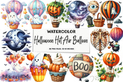 Halloween Hot Air Balloon Clipart Bundle - CraftNest - Digital Crafting and Art