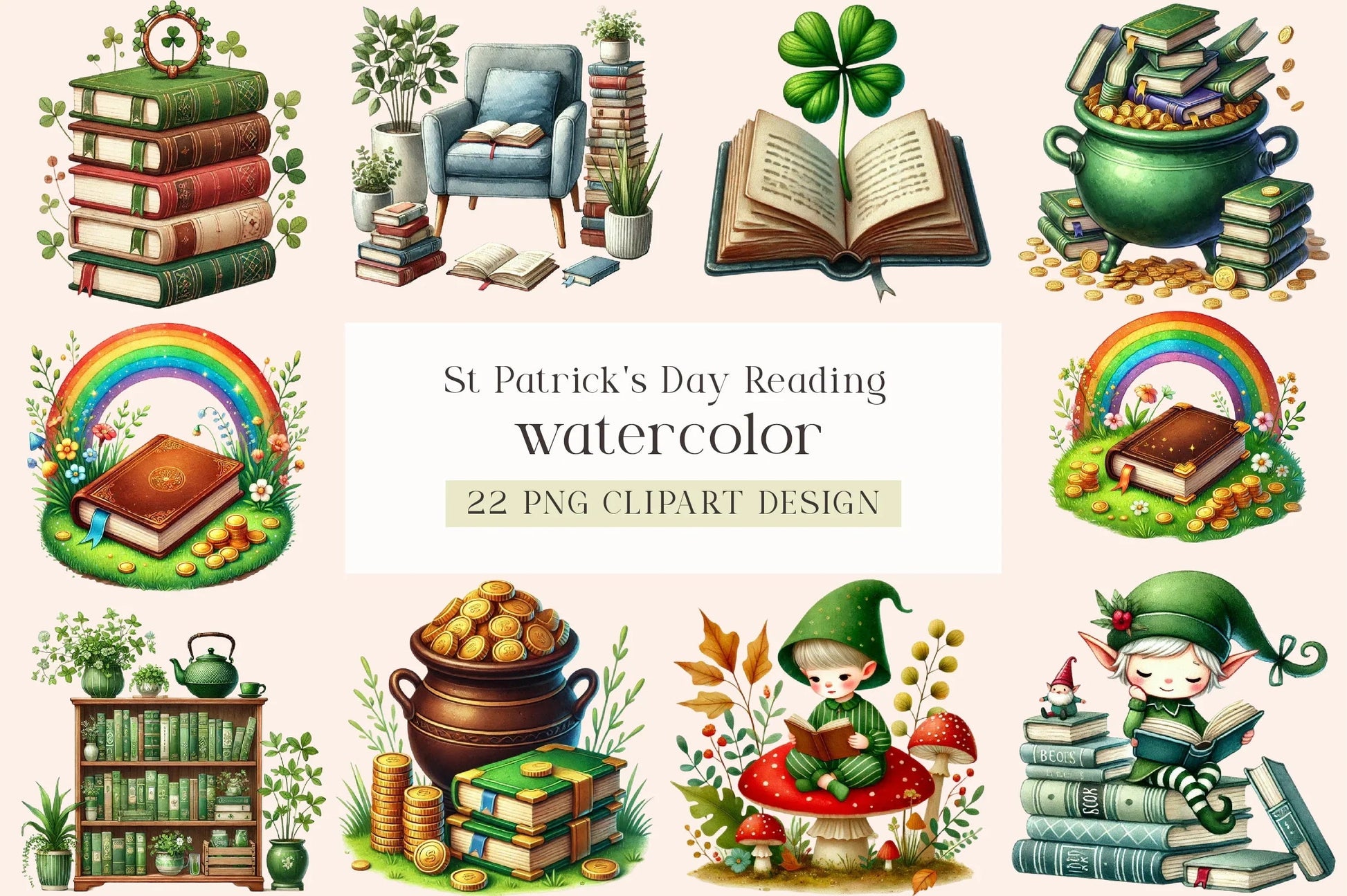 St. Patrick's Day Reading Clipart Bundle - CraftNest - Digital Crafting and Art
