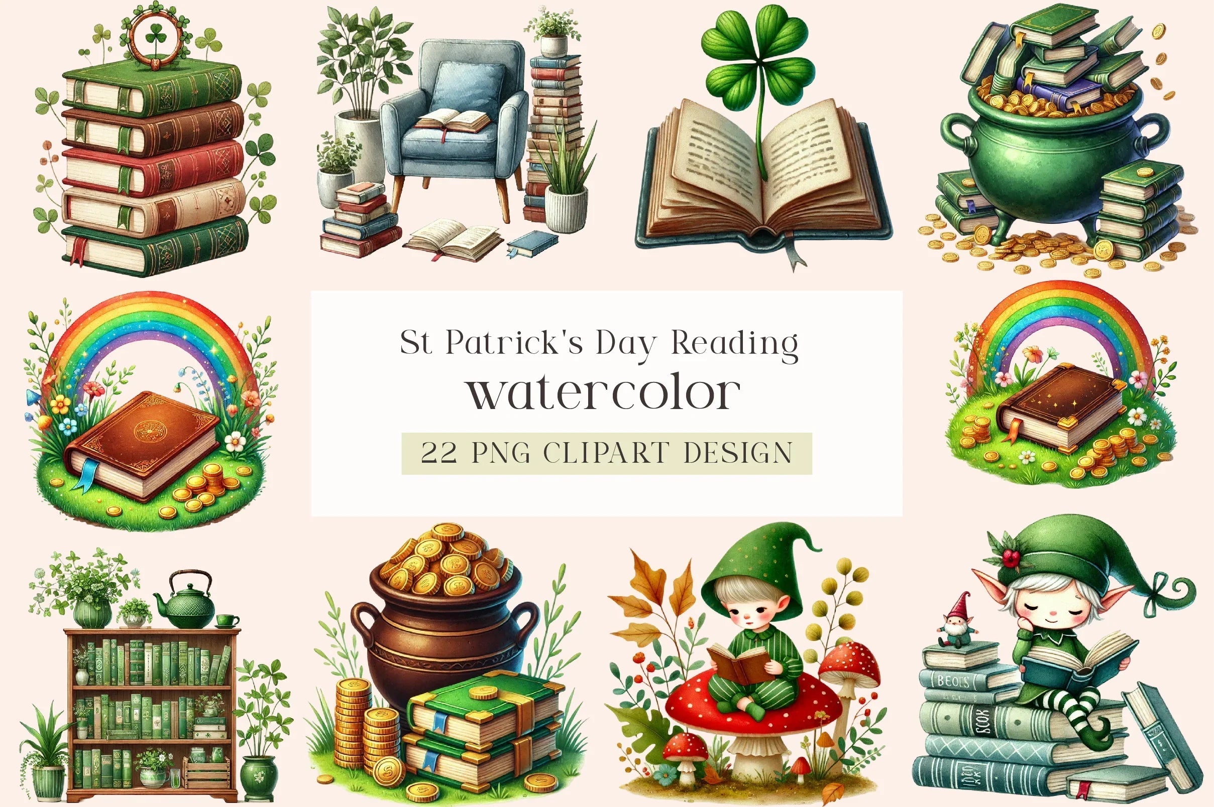 St. Patrick's Day Reading Clipart Bundle - CraftNest - Digital Crafting and Art