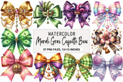 Mardi Gras Coquette Bow Clipart Bundle - CraftNest - Digital Crafting and Art