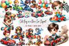 Cute Boy Race Car Clipart Bundle