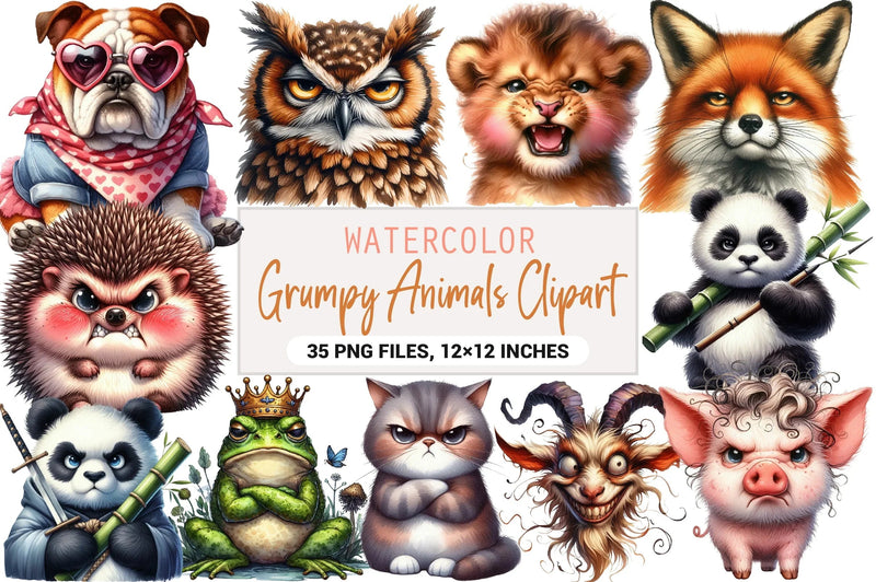 Grumpy Animals Clipart Bundle - CraftNest - Digital Crafting and Art
