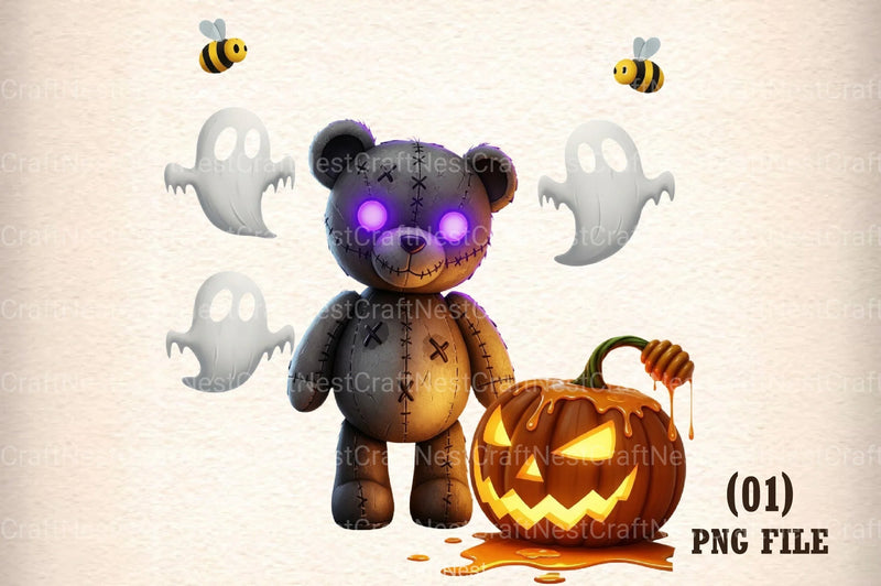 Spooky Teddy Bear Clipart Bundle - CraftNest - Digital Crafting and Art