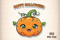 Happy Halloween Cute Pumpkin Sticker Clipart Bundle - CraftNest - Digital Crafting and Art
