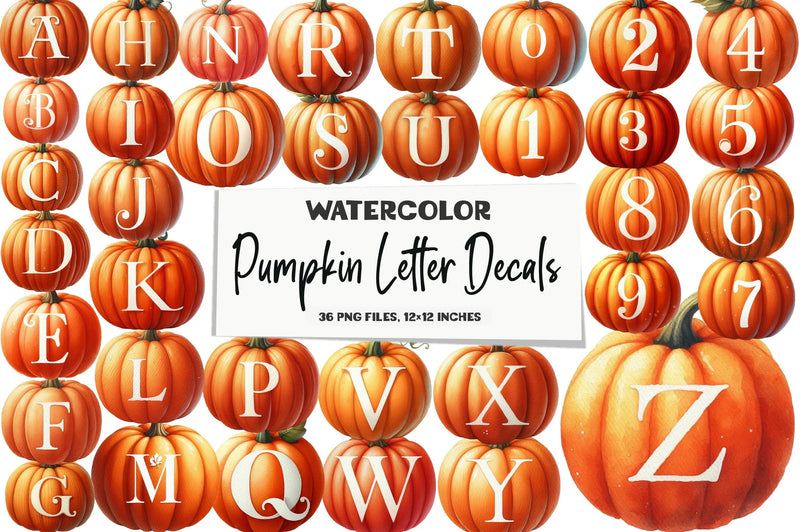 Pumpkin Letter Decals Clipart Bundle - CraftNest - Digital Crafting and Art