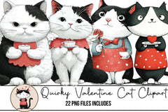 Quirky Valentine Cat Clipart Bundle - CraftNest - Digital Crafting and Art
