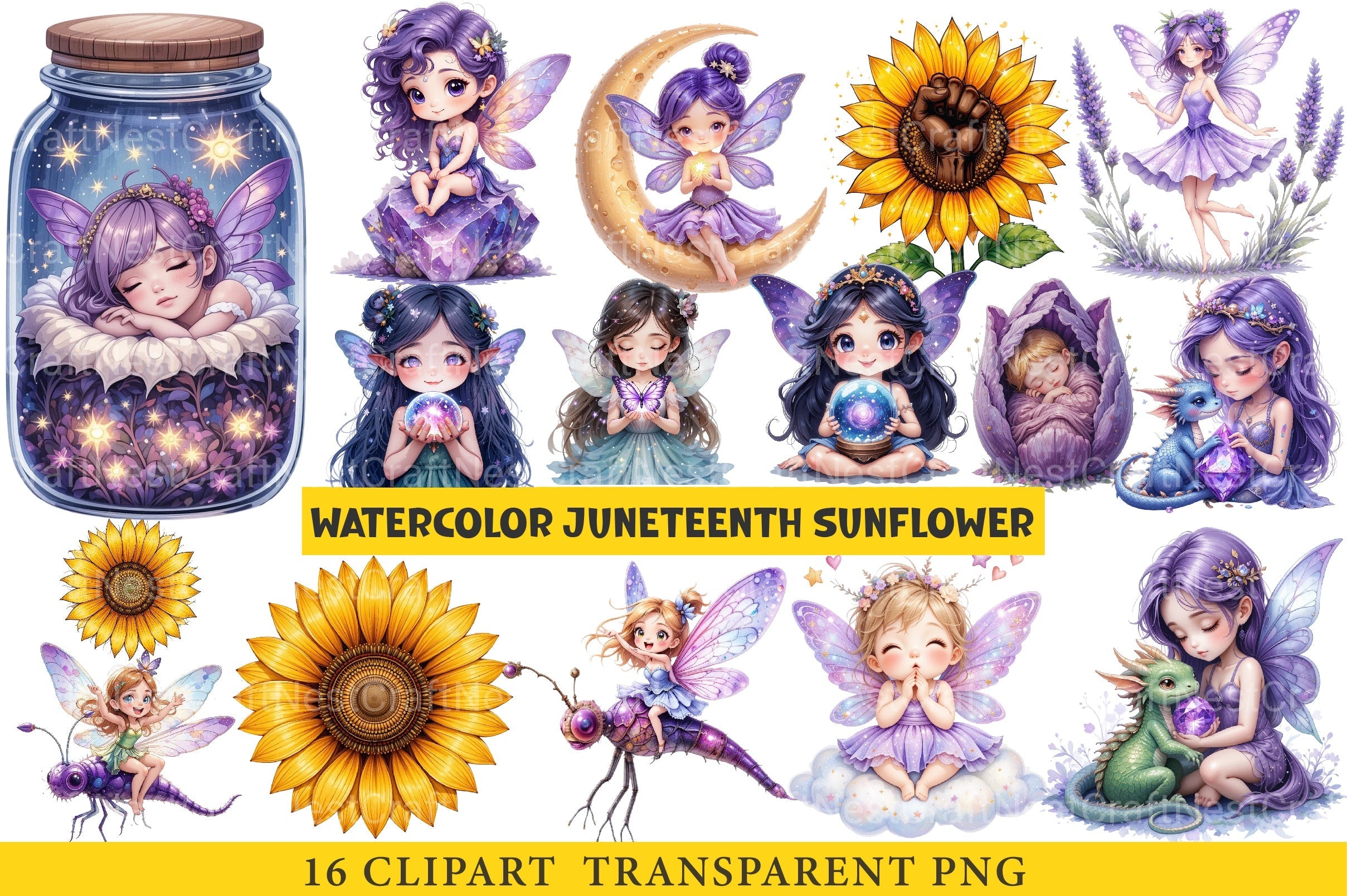 Juneteenth Sunflower Clipart Bundle