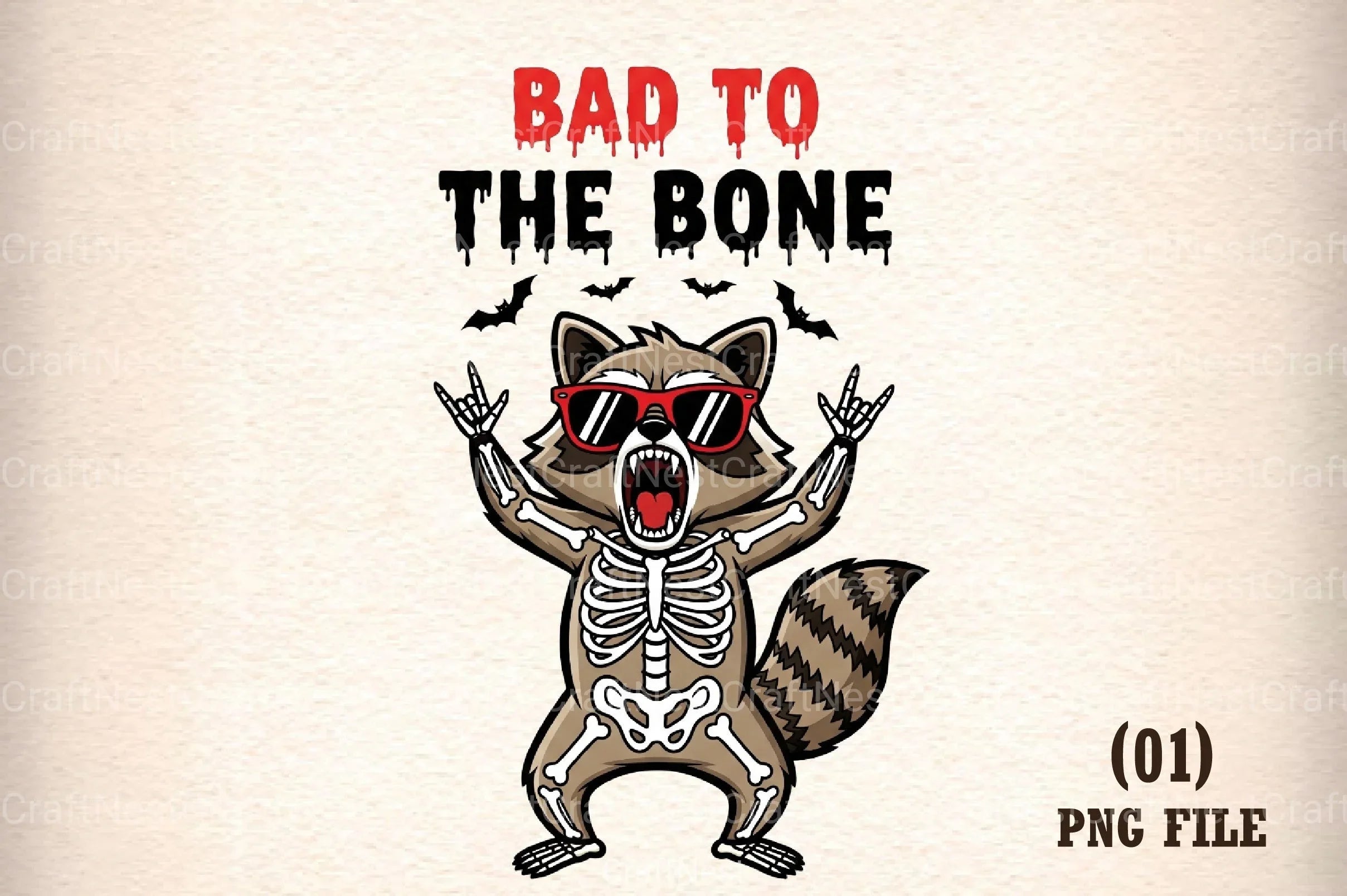 Sarcastic Halloween Skeleton Raccoon Clipart Bundle