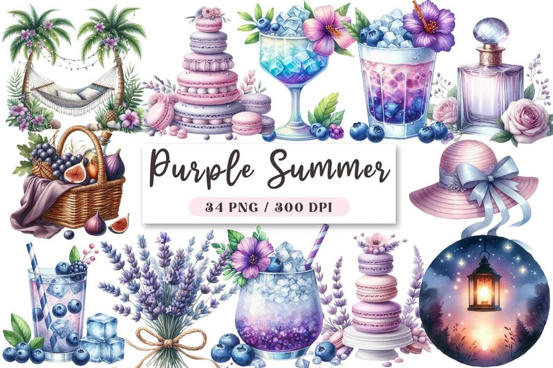 Purple Summer Clipart Bundle - CraftNest - Digital Crafting and Art