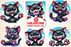 Valentine's Day Funny Black Cat Clipart Bundle